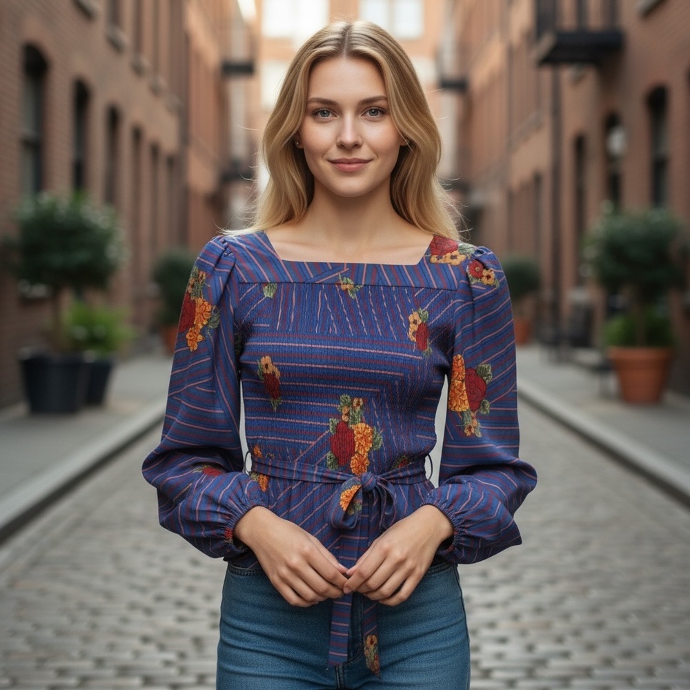 California girl Floral Blue Women's Top